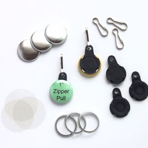 1 Inch Versa Back Zipper Pull Buttons Complete Sets for Tecre Button Press - You Choose Quantity 50-500  - 1&quot; Blank Button Machine Supplies