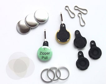 1 Inch Versa Back Zipper Pull Buttons Complete Sets for Tecre Button Press - You Choose Quantity 50-500  - 1" Blank Button Machine Supplies