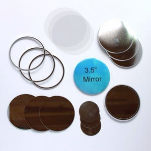 3.5 Inch Mirror for Tecre Button Press - You Choose Quantity - 25-250 Complete Sets - Mirror Buttons - 3 1/2&quot; Button Maker Machine Supplies