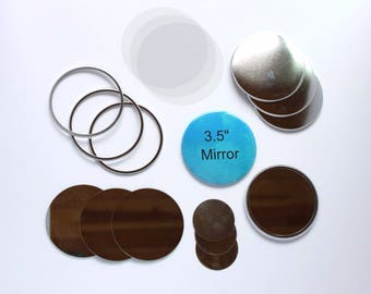 3.5 Inch Mirror for Tecre Button Press - You Choose Quantity - 25-250 Complete Sets - Mirror Buttons - 3 1/2" Button Maker Machine Supplies