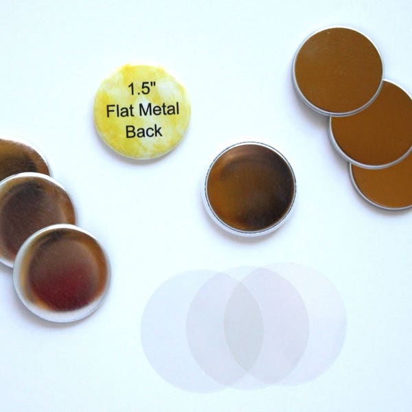 1.5 Inch Metal Flat Back Buttons Complete Sets for Tecre Button Press - You Choose Quantity 25-500 - 1 1/2" Button Maker Machine Supplies