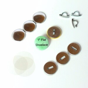 1 Inch Flat Shoelace Buttons Tecre Complete Sets - You choose quantity 25-100 - 1&quot; Tecre Blank Button Maker Machine Supplies Parts