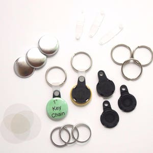 1 Inch Versa Back Split Key Chain Buttons Complete Sets for Tecre Button Press - You choose quantity 50-250 - 1&quot; Blank Button Machine Supply