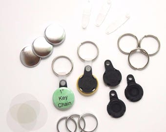 1 Inch Versa Back Split Key Chain Buttons Complete Sets for Tecre Button Press - You choose quantity 50-250 - 1" Blank Button Machine Supply