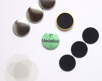 1 Inch Medallion Buttons for Tecre Button Press - You Choose Quantity 50-250 - Plastic Flat Back Button - 1" Blank Button Machine Supplies