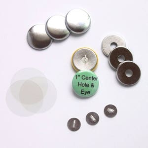 1 Inch Center Hole + Eye Buttons Complete Sets for Tecre Button Press - You choose quantity 25-500 - 1&quot; Blank Button Maker Machine Supplies