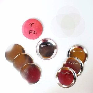 3 Inch Pins for Tecre Button Press - You choose quantity 25-250 complete sets - Pin Back Buttons - 3&quot; Button Maker Machine Supplies
