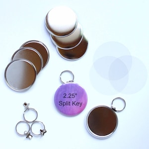 2.25 Inch Split Key Chain - Complete Button Sets for Tecre Button Press - You choose quantity 50-250 - 2.25&quot; Button Maker Machine Supplies