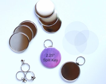 2.25 Inch Split Key Chain - Complete Button Sets for Tecre Button Press - You choose quantity 50-250 - 2.25" Button Maker Machine Supplies