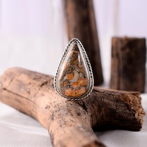Jasper Sterling Silver Ring: Handcrafted Spiral Design, Emotional Healing