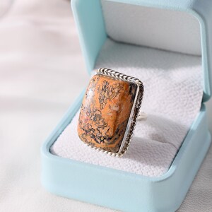 Jasper Sterling Silver Ring: Handcrafted Spiral Design, Emotional Healing