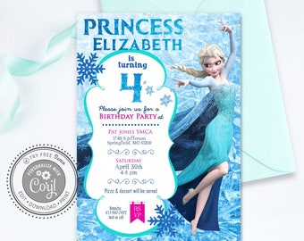 Elsa Frozen Birthday Invitation - Editable Invitations - Instant Download - Corjl Invitations - Girls Elsa Frozen Birthday Invitation