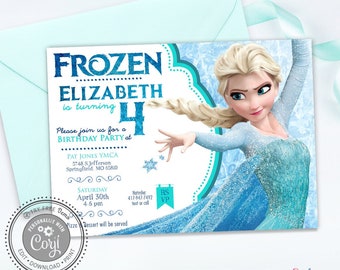 Elsa Frozen Birthday Invitation - Editable Invitations - Instant Download - Corjl Invitations - Girls Elsa Frozen Birthday Invitation