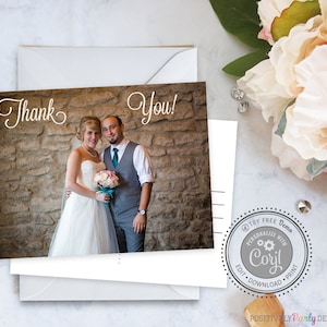 Editable Thank You Wedding Picture Postcard - 2 Sided - Editable Postcard - Instant Download - Corjl Postcards and Invitations - Wedding Pic