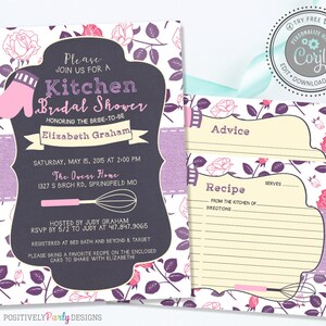 Editable Kitchen Bridal Shower Invitation - Advice Recipe Card - Kitchen Shower - Editable Invitations - Instant Download - Corjl Invitation