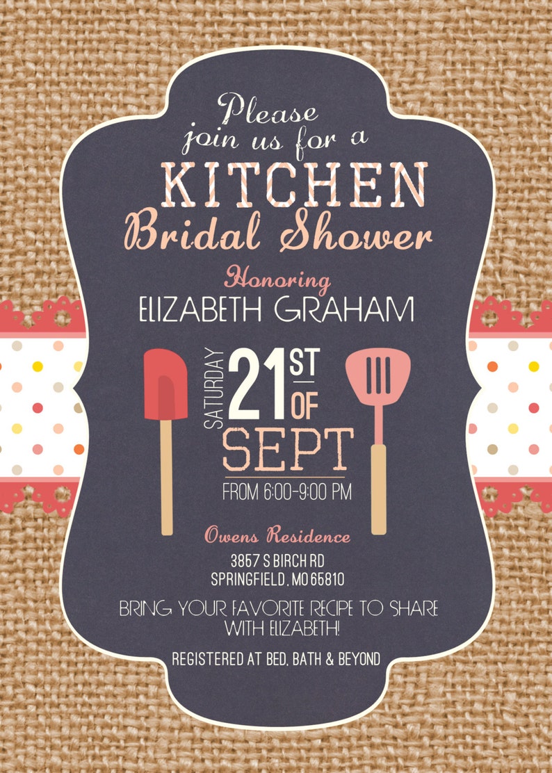 Kitchen Bridal Shower Invitation Retro Cooking Bridal Shower Etsy