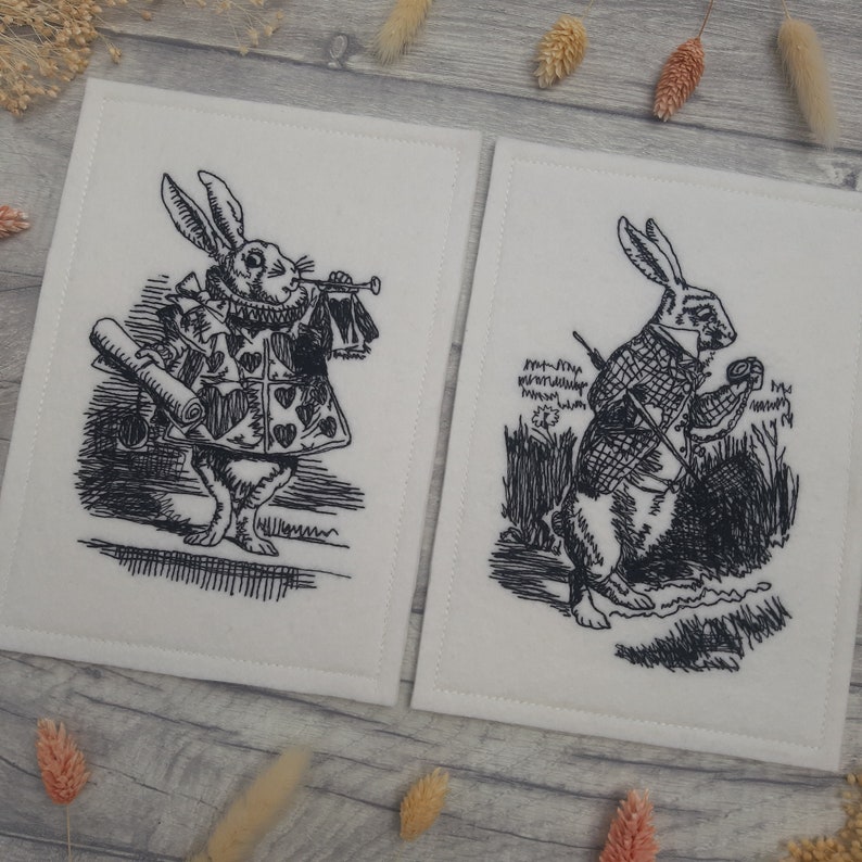 Alice in Wonderland Rabbit Stitched Image Free Motion - Etsy