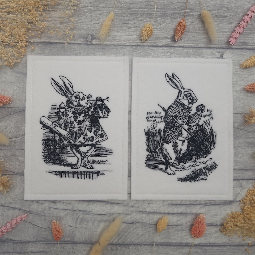 Alice in Wonderland - Rabbit Stitched Image, Free Motion Machine ...