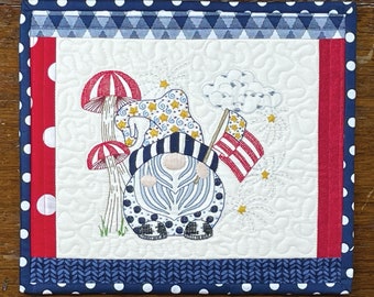 Easy Hand Embroidery Paper Pattern-4th of July Gnome by Honey's House Quilts- A cute, embroidered wall hanging