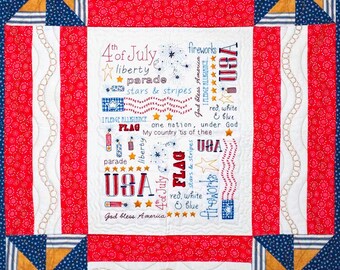 Easy Hand Embroidery Paper Pattern-Pinwheels and Fireworks by Honey's House Quilts-4th of July Wall Hanging
