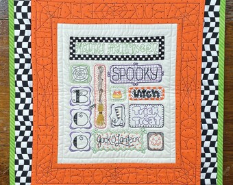 Easy Hand Embroidery Paper Pattern-Halloween Sampler by Honey's House Quilts- A cute, embroidered wall hanging