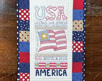 Easy Hand Embroidery Paper Pattern-USA Favorites by Honey's House Quilts- A cute, embroidered wall hanging