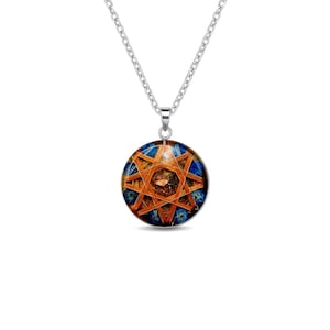 14k Gold Kalachakra Pendant - Protective Quartz Crystals, 8 Vortex Star, Metayantra Pranic Energy Generator