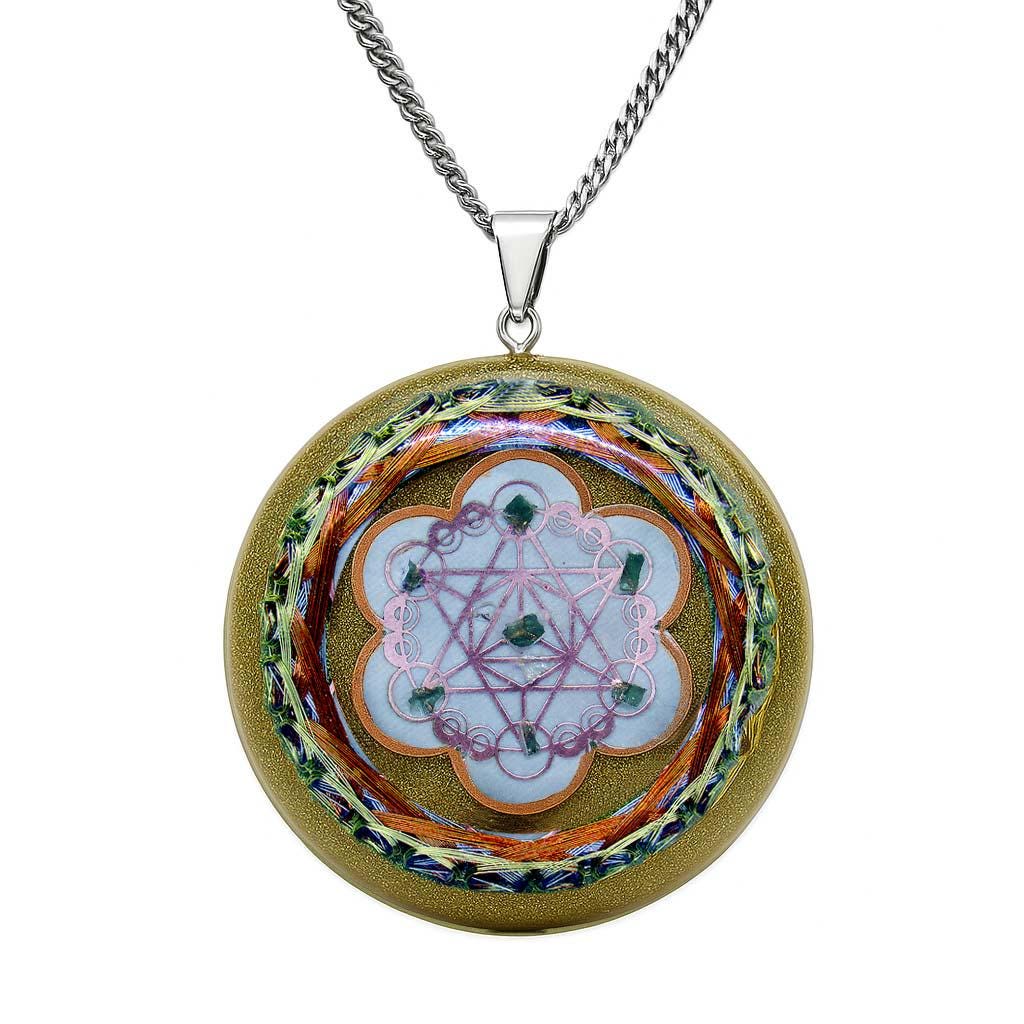 36 Vortex Crop Circle Pendant Moldavite & Cley Hill Quartz