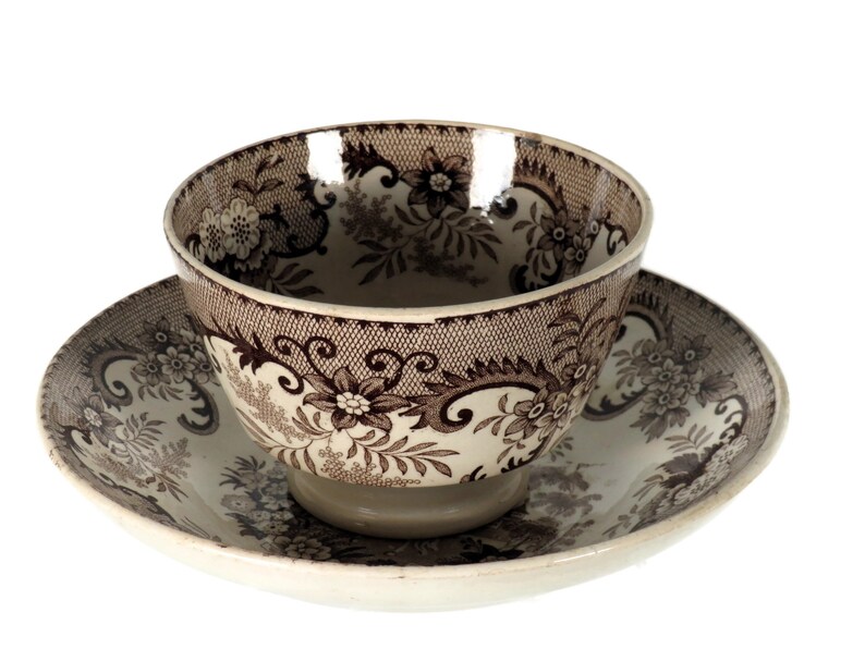 Antique Transferware Cup/Saucer Rare Spanish Lady Design Etsy