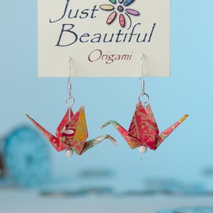 Boucles d'oreilles grue en origami