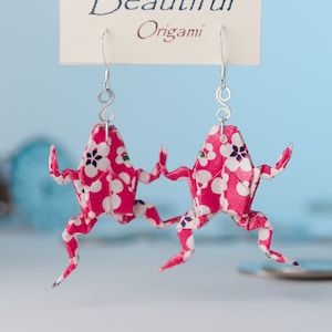 Boucles d'oreilles grenouille en origami