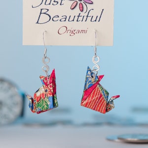 Boucles d'oreilles chat en origami