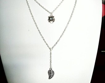 Double necklace with silver pendant