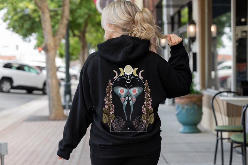 Mystical Luna Moth Hoodie Good Luck Moth Goddess of the Moon Nocturnal