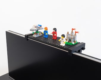 LEGO® - Compatible Monitor Shelf - Universal Fit Clip-On Screen Shelf for Minifigs, Webcam & Desk Decor