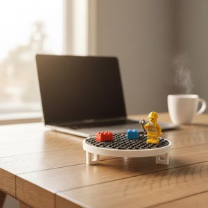 LEGO Minifig Display Base | 3D-printad rund stativ för klossscener och LEGO-bildisplay | Skrivbordsdekoration bild 4