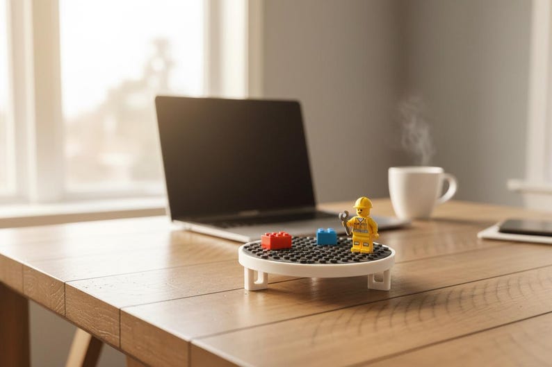 LEGO Minifig Display Base | 3D-printad rund stativ för klossscener och LEGO-bildisplay | Skrivbordsdekoration bild 4