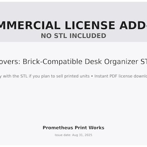 Commercial License Add-On • Brick-Compatible Organizer STL (sell printed units)