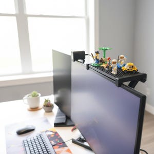 LEGO® - Compatible Monitor Shelf - Universal Fit Clip-On Screen Shelf for Minifigs, Webcam & Desk Decor image 2