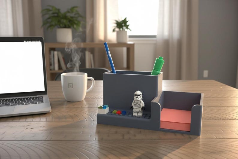 LEGO-kompatibel skrivbordsorganisatör och minifigurdisplay Dark Gray