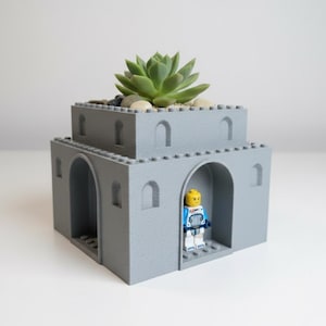 LEGO Compatible Castle Planter with Minifigure Display