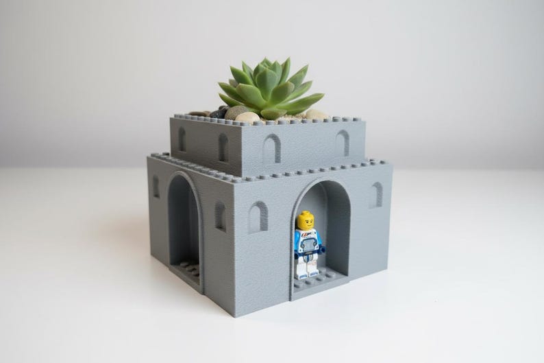 LEGO Compatible Castle Planter with Minifigure Display image 1