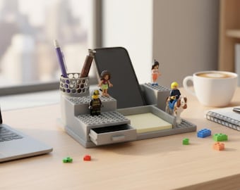 LEGO-Compatible Desk Organizer, 3D-Printed Phone Stand