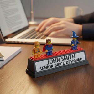 Personalized LEGO-Compatible Desk Nameplate | 3D Printed, Two-Line Text image 2