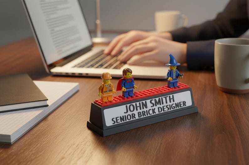 Personalized LEGO-Compatible Desk Nameplate | 3D Printed, Two-Line Text image 2
