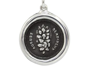 August Gladiolus Birth Month Flower Wax Seal Pendant
