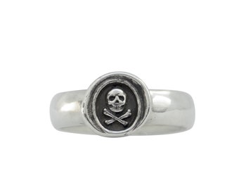 Skull & Crossbones Wax Seal Band Ring