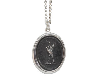 Lucky Crane Wax Seal Pendant