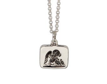 PATERNAL LOVE- Swan and Babies- Double Sided Intaglio Charm Pendant