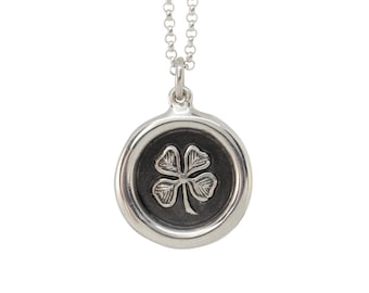 Lucky Four-Leaf Clover Wax Seal Pendant